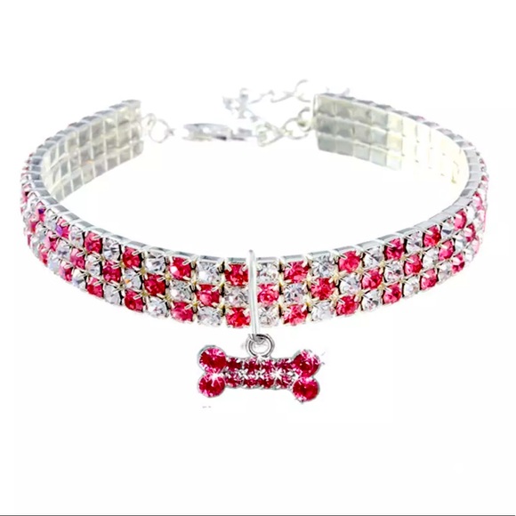 Pink Glam Dog Necklace